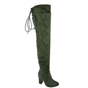 NIB Olive suede over-the-knee boots
